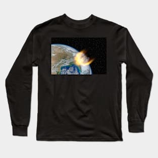 Asteroid hits planet Earth, elements of this image furnished by NASA Long Sleeve T-Shirt